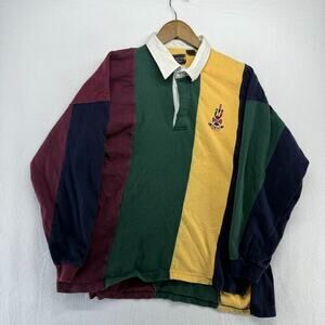 Vintage New River Rugby Polo Men's Large Colorful Rowing Thick Heavy Ivy 90s